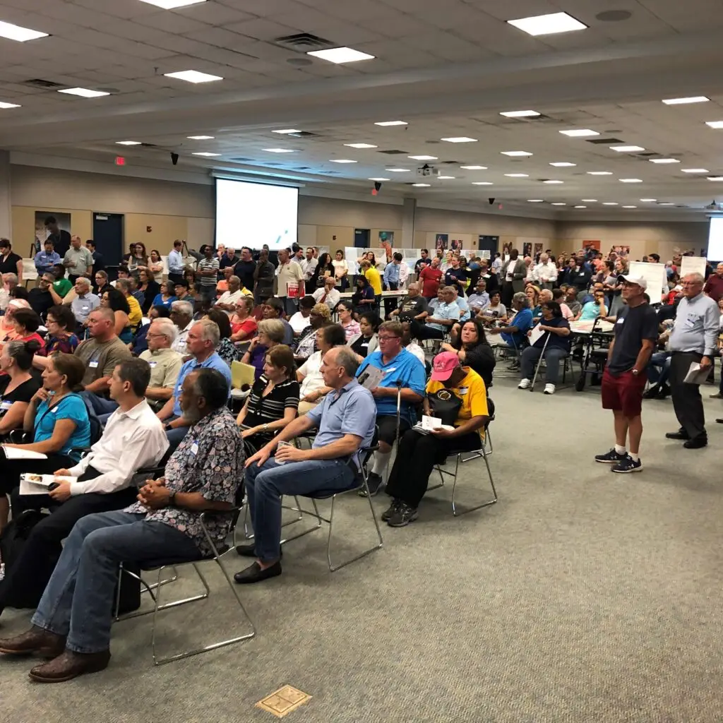 Residents attend a meeting about the NHHIP on June 20, 2019 hosted by the City of Houston and TxDOT. The purpose of the meeting was to bring people up to speed on the status of the project. Several community members expressed great concern about the project design.