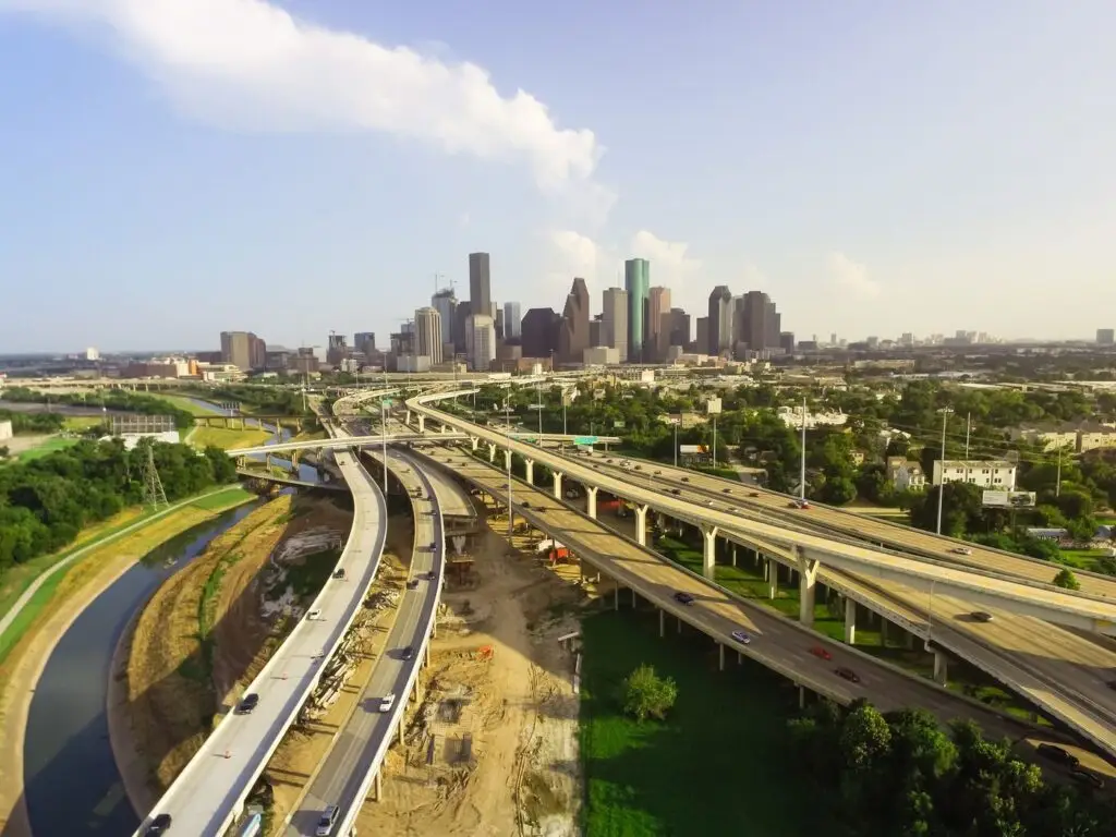 Photo credit: CURBED and Shutterstock "A section of I-45 in Houston, the focus of a massive $7 billion downtown highway expansion."