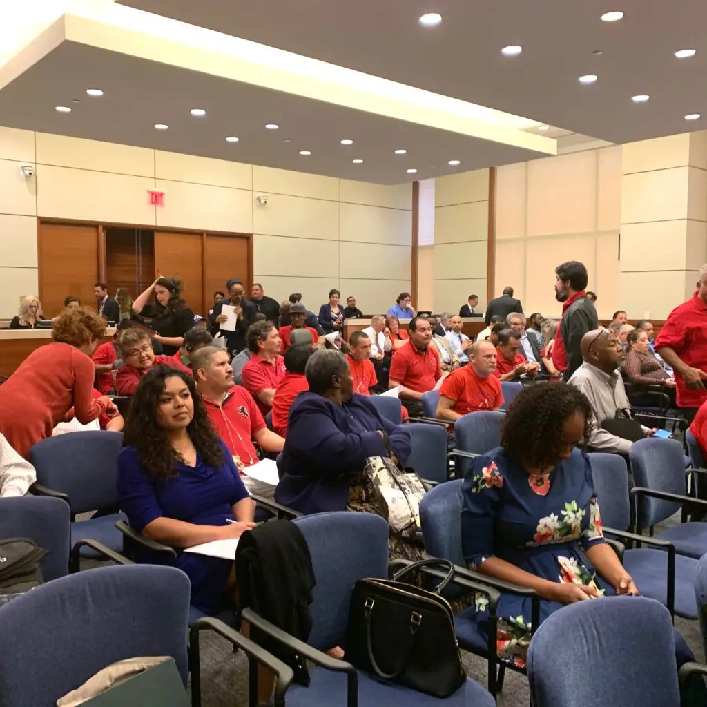 In this image, we captured the community members that are at the METRO Board meeting room in their seats as they wait for the meeting to begin.