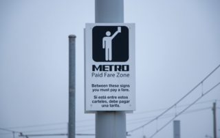 ""Metro Paid Fare Zone" Sign (Photo Credit: Lucio Vasquez/Houston Public Media)"