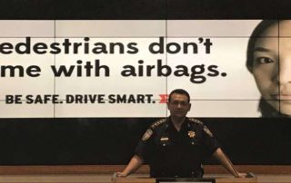 "Harris County Sheriff Ed Gonzalez speaks in front of a display of the new pedestrian safety message officials unveiled at the Houston TranStar offices on Oct. 9, 2019, in Houston.Photo: Dug Begley, Pedestrian / Dug Begley"