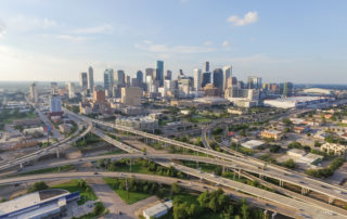 View of downtown Houston surrounded by highways