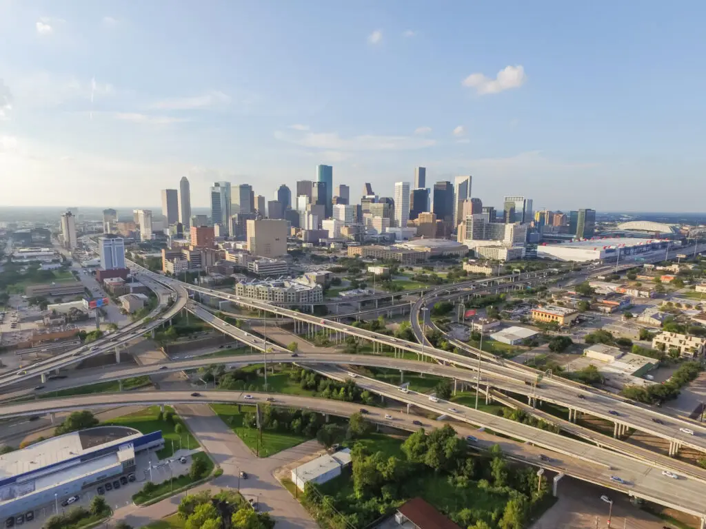 View of downtown Houston surrounded by highways