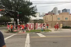 "Some 92 percent of people who would be displaced by the proposed expansion of the I-45 highway in Houston, Texas in the United States are from communities of colour [Courtesy: Jessica Wiggins/Al Jazeera]"