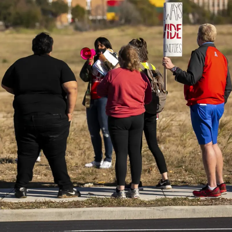 "A community walk organized by the organization Stop TxDOT I-45 which toured historic sections of town that stand to be destroyed by Houston’s proposed I-45 expansion. Photo: Anni Mulligan for the Houston Chronicle"