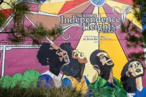 "Painted on Houston’s first Whole Foods 365, this mural is the first of its kind in the city to showcase the origins of the Independence Heights neighborhood as the first city incorporated by Black residents in the state of Texas. Summer Taylor for NRDC"