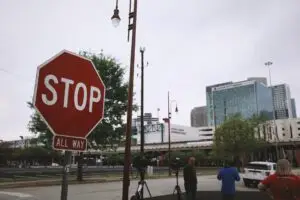 Picture of Stop Sign with I-45 in background